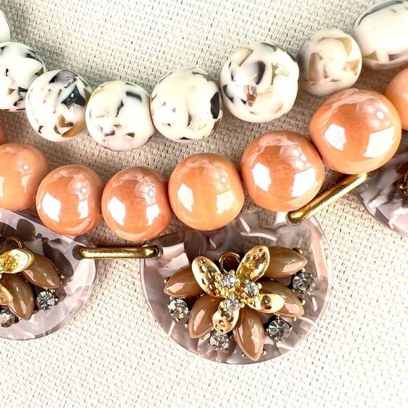 Anthropologie Anne Floral Botanical Themed Bib Necklace 18 inch NWT - Picture 4 of 5